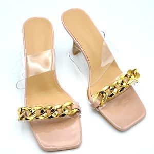 Gold Chain Heel Sandals